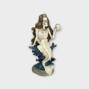 Mermaid Skeleton Figurine 16” Folklore Decor Shelf Sitter Whimsical Whimsigoth